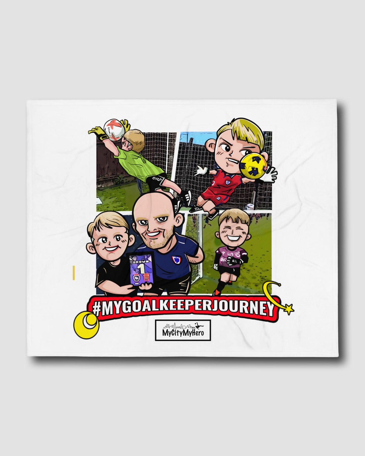 Custom Cartoon Portrait MyCityMyHero©️ Throw Blanket 50" x 60" (2 styles)